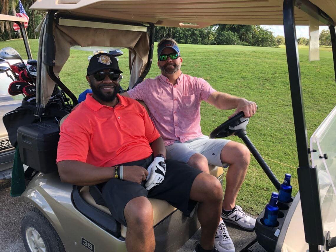 Kevin Williamson Golf Classic winners Dr. Brian Gibson on the left is a Principal at Lehigh Acres Middle School and Butch Swank on the right is an Agent at Goodlad & Swank Insurance